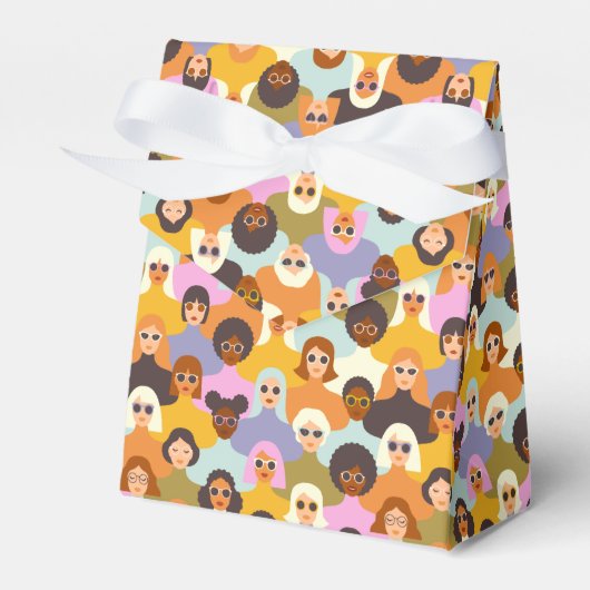 レトロ女性の世界のパターン フェイバーボックス (正面サイド)