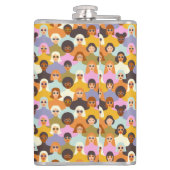 レトロ女性の世界のパターン フラスク (裏面)