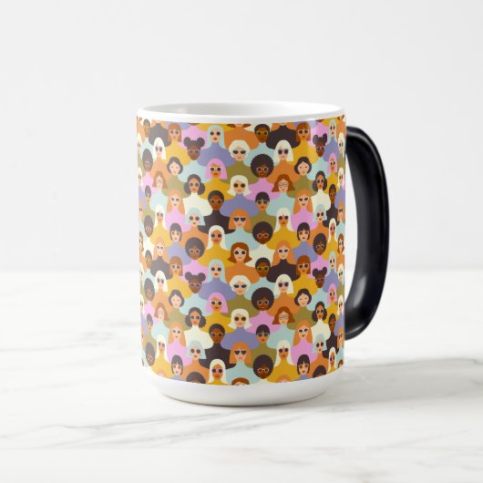 レトロ女性の世界のパターン モーフィングマグカップ (正面右)