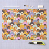 レトロ女性の世界のパターン 薄葉紙 (クラフト)