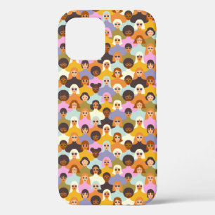 レトロ女性の世界のパターン iPhone 12ケース