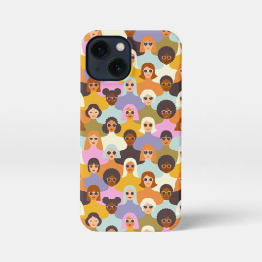 レトロ女性の世界のパターン iPhoneケース (裏面)
