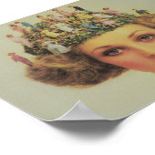 レトロ女性の超現実的な髪と小さな人々 ポスター (角)