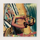 レトロ女性アットビーチ読ズファッション誌 ジグソーパズル (横)