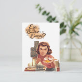 レトロ女性エッグ朝食のためこの経済 ポストカード (スタンド正面)