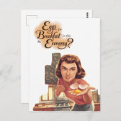 レトロ女性エッグ朝食のためこの経済 ポストカード (正面/裏面)