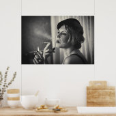 レトロ女性喫煙 ポスター (キッチン)