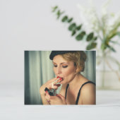 レトロ女性喫煙 ポストカード (スタンド正面)