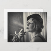 レトロ女性喫煙 ポストカード (正面/裏面)