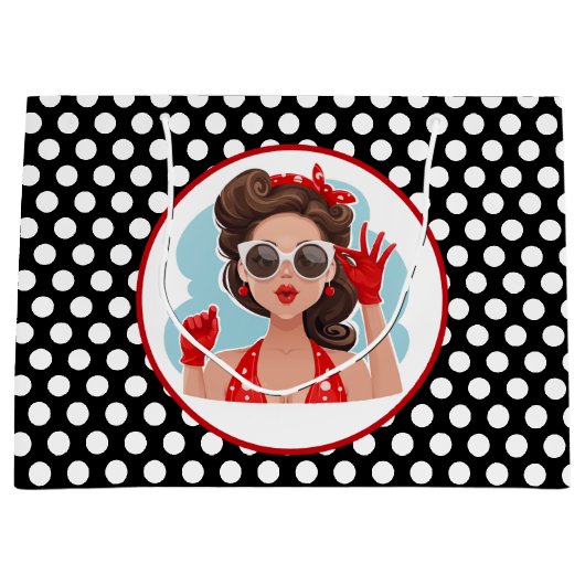 レトロ女性抱き枕 ラージペーパーバッグ (正面)