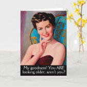 レトロ女性皮肉誕生日 カード (黄色い花)