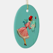 レトロ女性確認メール セラミックオーナメント (右)