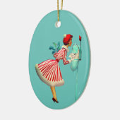 レトロ女性確認メール セラミックオーナメント (左)