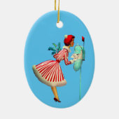 レトロ女性確認メール セラミックオーナメント (裏面)