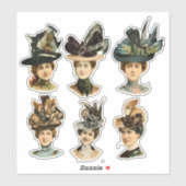 レトロ女性顔スクラップブック シール (シート)