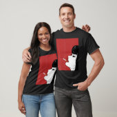 レトロ女性顔レディーガールブラックヘアホワイトカッコいいH Tシャツ (ユニセックス)