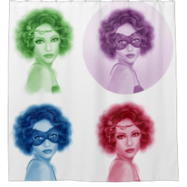 レトロ女性 シャワーカーテン