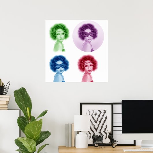 レトロ女性 ポスター (ホームオフィス)