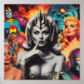 レトロ女性SFコラージュ ポスター (正面)