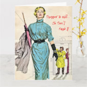 レトロ女 カード (黄色い花)