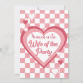 レトロ妻のパーティーハートディスコブライダルシャワー 招待状 (正面)