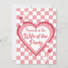 レトロ妻のパーティーハートディスコブライダルシャワー 招待状
