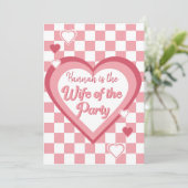 レトロ妻のパーティーハートディスコブライダルシャワー 招待状 (スタンド正面)