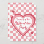 レトロ妻のパーティーハートディスコブライダルシャワー 招待状 (正面/裏面)