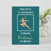 レトロ姿スケータースケートで滑るパーティー 招待状 (スタンド正面)