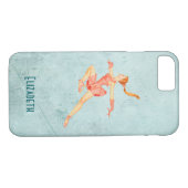 レトロ姿スケーター、ピンクの服を着パーソナライズされたた Case-Mate iPhoneケース (裏面(横))