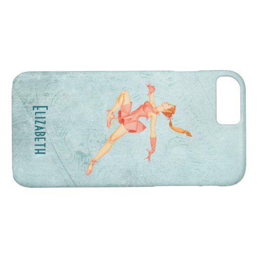 レトロ姿スケーター、ピンクの服を着パーソナライズされたた Case-Mate iPhoneケース (裏面(横))