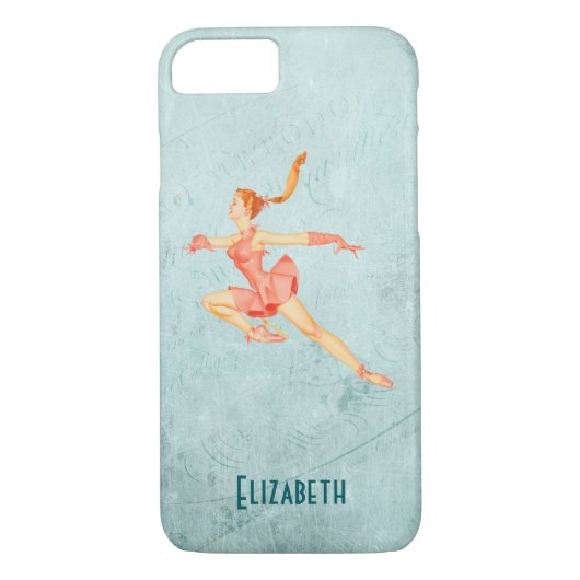 レトロ姿スケーター、ピンクの服を着パーソナライズされたた Case-Mate iPhoneケース (裏面)