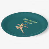 レトロ姿スケーターinピンクハッピーバースデー ペーパープレート (アングル)