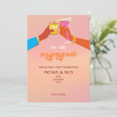 レトロ婚約パーティ招待状 招待状 (スタンド正面)