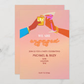 レトロ婚約パーティ招待状 招待状 (正面/裏面)