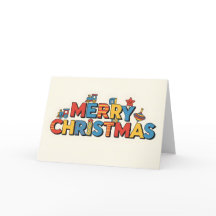レトロ子供のおもちゃブロック メリークリスマス