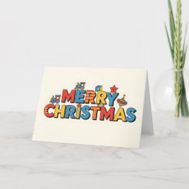 レトロ子供のおもちゃブロック メリークリスマス シーズンカード