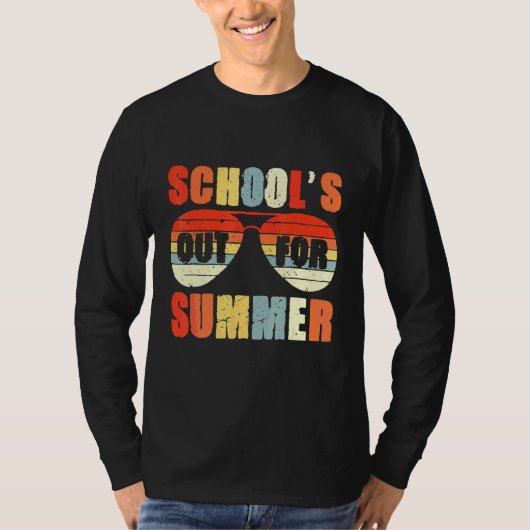 レトロ学校の最終日の夏の先生V Tシャツ (正面)