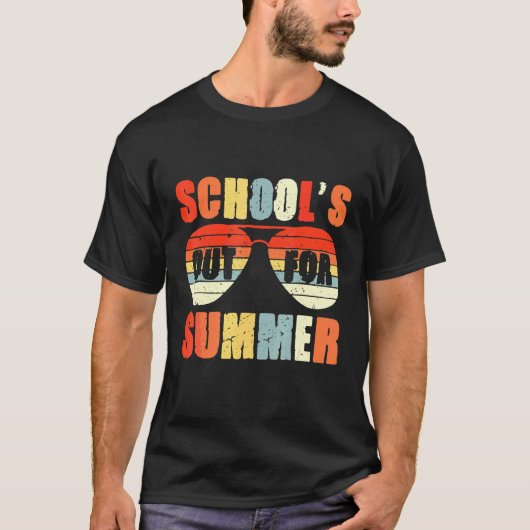 レトロ学校の最終日の夏の先生V Tシャツ (正面)