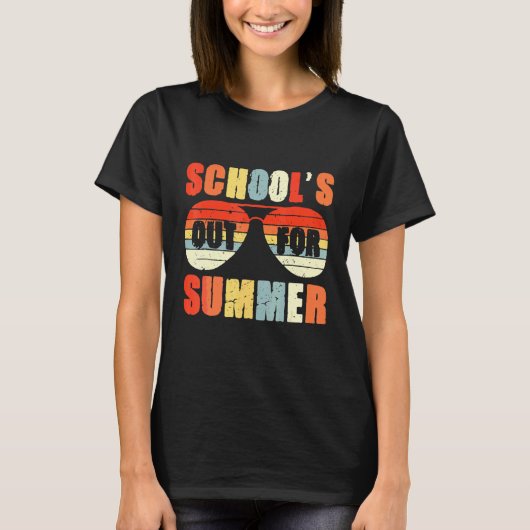 レトロ学校の最終日の夏の先生V Tシャツ (正面)