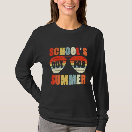 レトロ学校の最終日の夏の先生V Tシャツ (正面)