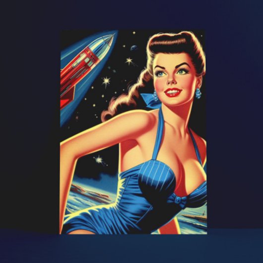 レトロ宇宙のピンアップ ポストカード