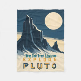 レトロ宇宙のプルートー旅行ポスター - ヴィンテージ風 フリースブランケット