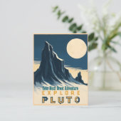 レトロ宇宙のプルート旅行ポスター - ヴィンテージ ポストカード (スタンド正面)