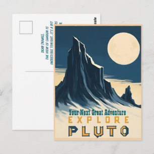 レトロ宇宙のプルート旅行ポスター - ヴィンテージ ポストカード