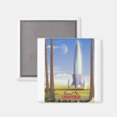 レトロ宇宙アートで宇宙を旅しよう マグネット (正面/裏面)