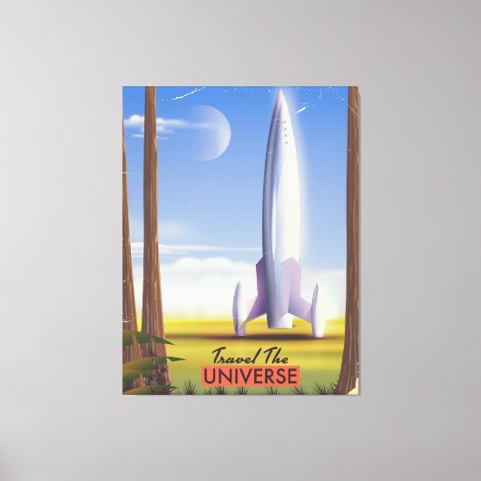 レトロ宇宙アート キャンバスプリント (正面)