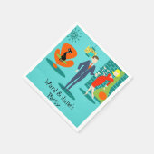 レトロ宇宙エージカートゥーンカップルカクテルナプキンス スタンダードカクテルナプキン (角)