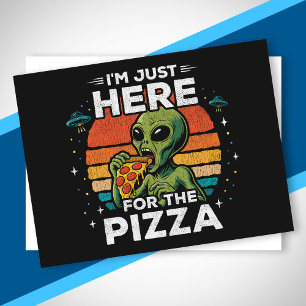 レトロ宇宙ジョークエイリアンTシャツ ピザ好き宇宙人 シーズンポストカード