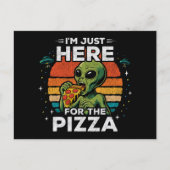 レトロ宇宙ジョークエイリアンTシャツ ピザ好き宇宙人 シーズンポストカード (正面)